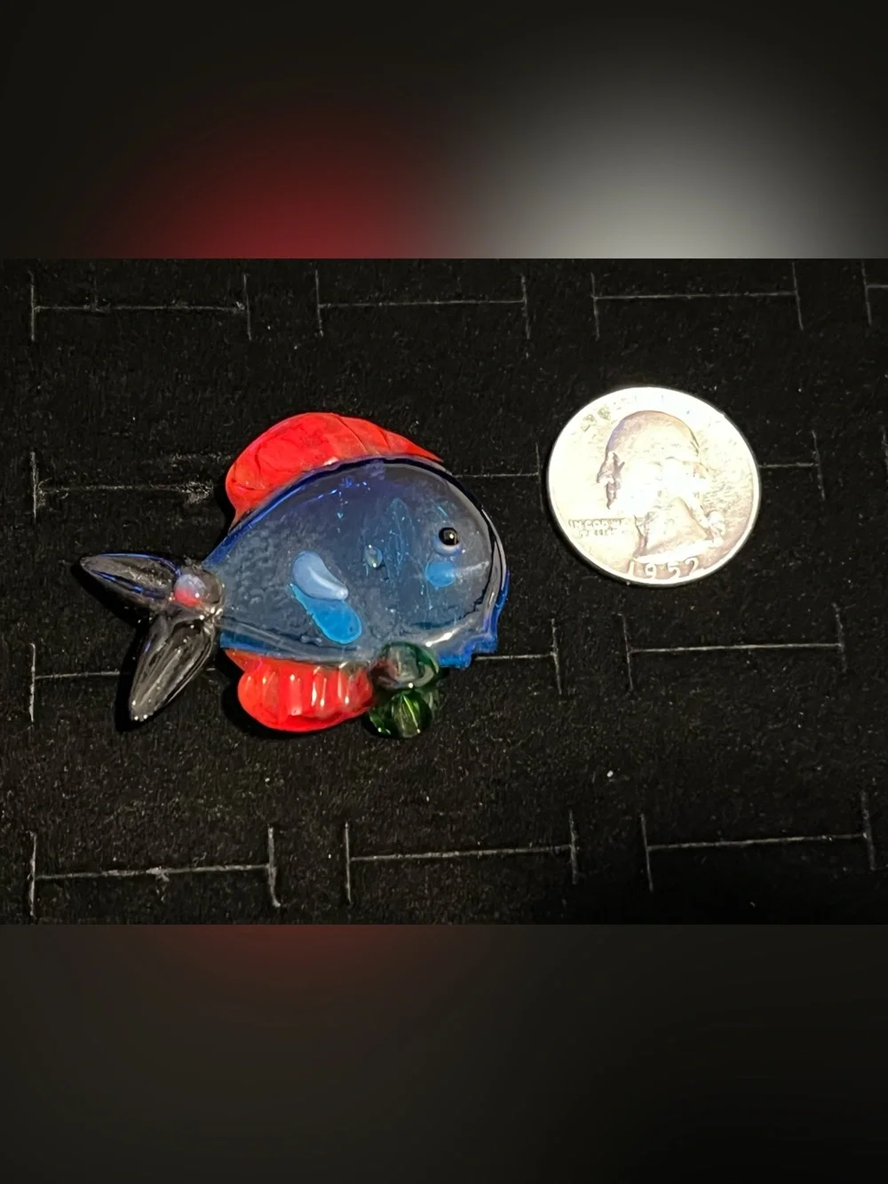 Blue & Red Glass Fish Ornament - Decorative Aquarium Accent